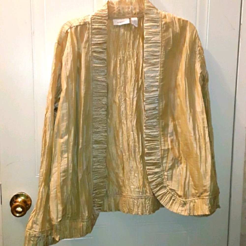 Chico's Size 2 Crinkle Tan Top